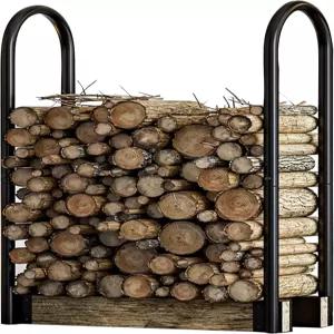 파이어 뷰티 장작 통나무 랙 조절식 브래킷 키트 벽난로 목재 보관 홀더 블랙 파우더 코팅 스틸 실외 및