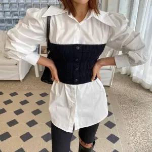 [신세계라이브쇼핑][옷자락] 여자 빅카라 퍼프 니트 뷔스티에 세트