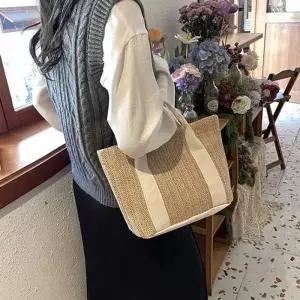 [라일리] Rly 캔버스 여름 캔버스백 라탄백 네이처 가방 토트백