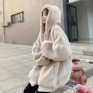 [라일리여성의류] Rly 후드집업점퍼 커플룩 편안한 오버핏 여자후드집업