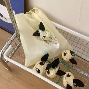 [라일리] Rly 키링 모양 강아지 디자인 장바구니 캔버스백 봉다