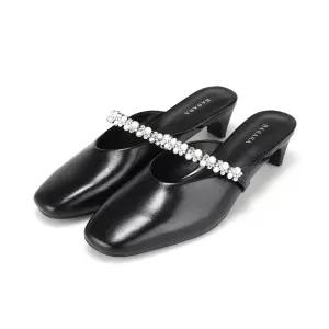 [바바라]바바라 양가죽 페미닌 보석 스트랩 여성 뮬 4cm_BBJ112