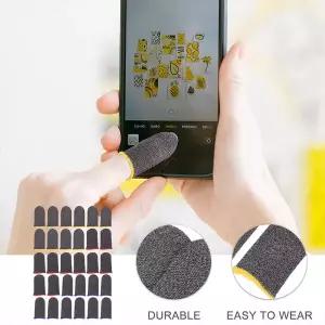 30개입 미끄럼 방지 통기성 게이밍 손가락 슬리브 실버 섬유 땀 방지 풀핑거 커버 모바일 터치스크린 게임