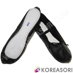 검정색 코있는 검정색 소가죽 굽없는 한국무용슈즈