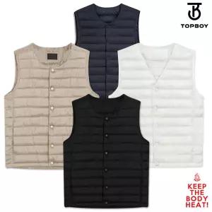 탑보이 남녀공용 경량 패딩조끼 오리털 라운드 U넥 V넥 넥변형 라이트 베스트 빅사이즈