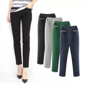 중년여성 빅사이즈 일자핏 스판 밴딩팬츠 엄마 정장바지 할머니옷 봄 여름 가을 겨울 기모 60대 투버튼