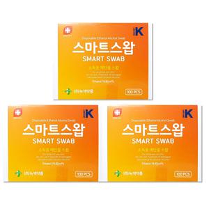 스마트 알콜스왑 100p x3통/알콜솜 소독솜 소독용 1회