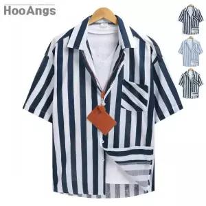 [후앙스]오버핏 빅 스트라이프 반팔셔츠 SMST9147_P049186556