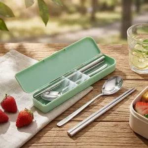 쿠킹홈 직장인 수저세트 무소음 도시락 수저통 휴대용수저세트 도시락수저통 캠핑수저세트 휴대용수저