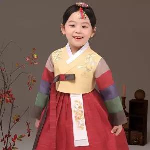 [보리보리/더예한복]QT333-색동정원 여아 아동한복