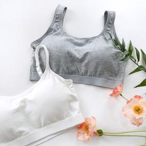 패드 일체형 면 스판 브라탑 노와이어 볼륨패드 학생 브래지어