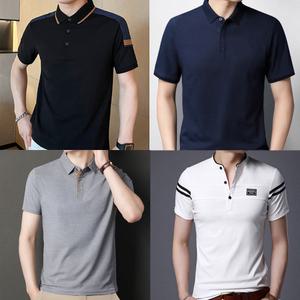 여름 고급 남자 카라 반팔 쿨티셔츠 코튼 차이나 넥 피게티셔츠 라운드 냉감 아이스 골프웨어