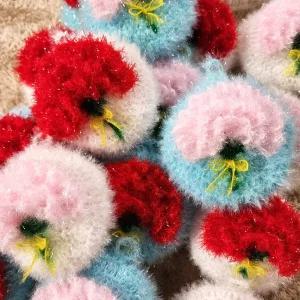 핸드메이드 손뜨개 카네이션 수세미 /어버이날선물/스승의날선물