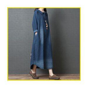 여성 빅사이즈 데님원피스 몸매커버 편한착장 임산부 롱 원피스