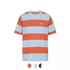 [앤드지] 유니버스 와펜 스트라이프 반팔 스웨터_BLC2ER3501