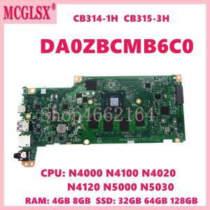 ACER 크롬북 CB314-1H CB315-3H 노트북 마더보드용 CPU 메인보드, DA0ZBCMB6C0, N4000, N4100, N4020, N412