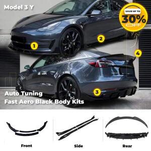 튜닝 글로시 블랙 프론트 범퍼 립 리어 디퓨저 스포일러 사이드 스커트 부품, 모델 3 Y 2017- 2023 용 빠른