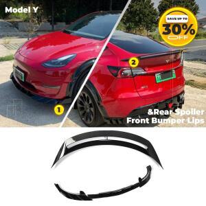 테슬라 모델 Y 2021- 2023 프론트 범퍼 립 리어 스포일러, 탄소 섬유 바디 키트, 튜닝 액세서리, 테슬라 20