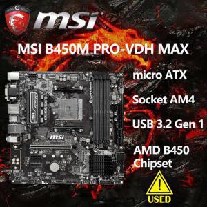 MSI PRO 마이크로 ATX AMD 마더보드, B450M PRO-VDH MAX AM4, AMD B450 SATA, 6 Gb/s