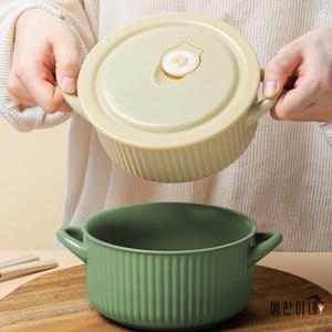 안심 컵라면 도자기 용기 사발면 라면 그릇 손잡이 라면기