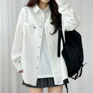 [보리보리/불량소녀]배색 스티치 긴팔 셔츠