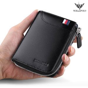 윌리엄폴로 소가죽 지퍼형 남성지갑 카드 명함 반지갑 POLO253