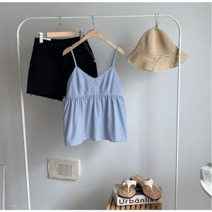 썸머 플레어 끈나시 뷔스티에 블라우스