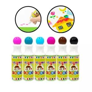 놀이 미술 도트 물감 1세트 (6색) + 컬러링북 1p 스텐실 키즈 어린이 선물 유아 교구 어린이집 유치원 미술놀이 실습