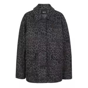 [롯데백화점]abfz 레오파드 패턴 스웨이드 점퍼 스타일 하프 트렌치 코트 APZ5QL031G
