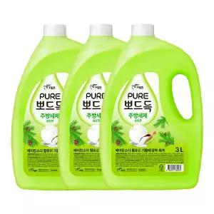 퓨어 뽀드득 주방세제 솔잎향 3L, 3개