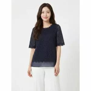 [하프클럽/크로커다일레이디]네이비 레이스 라운드 블라우스 티셔츠 CLCMTS11