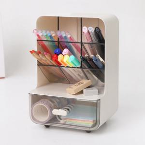 심플 라운드 6칸 서랍형 책상 정리 오거나이저 연필 펜 꽂이