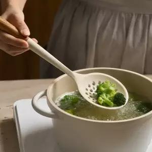 트루쿡 이탈리아산 올리브 실리콘 조리도구 스키밍국자, 1개