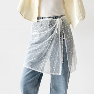 제나 레이스 레이어드 롱스커트 / 랩 쉬폰 시스루 스커트