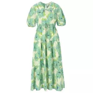 [롯데백화점]abfz 큐티 카라넥 플라워 패턴 반팔 롱 면 원피스 APZ2HO01F