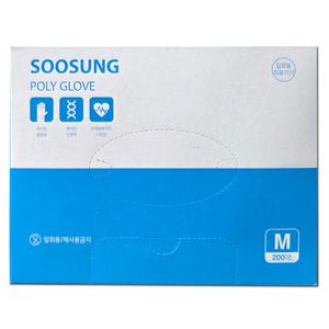 수성위재 폴리글러브 M 200매입/진료용 의료용 일회용비닐장갑 위생장갑