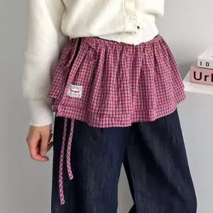 [3컬러] 포레 체크 레이어드 랩 스커트 2744