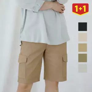 [1장 구매시 1장 더] 편안한 리얼스판 카고 반바지 / 총2장 선택 가능 / 28~36사이즈 남자 남성 여름 휴가 면 오부 5부 옷