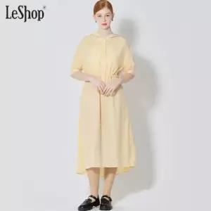 [르샵] 허리스트링 자수후드 반팔원피스