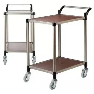 고품질 월넛우드 2단 중 무소음바퀴 주방원목웨건 업소용카트 주...