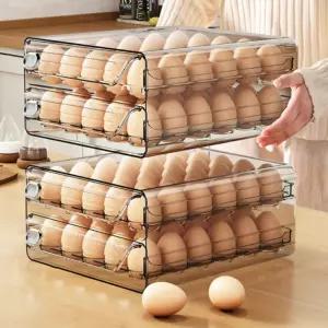 투명 에그트레이 서랍식 계란보관함 2단 40구 60구 냉장고 계란트레이 달걀 정리함 케이스
