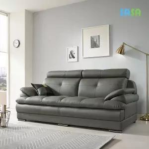 [SASA]데코라인(매장상품) 템즈 8503 3인 에어레더 소파 (그레이)