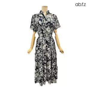 [롯데백화점]abfz 플라워패턴 반팔 V넥 롱 원피스 APZ3HO38H