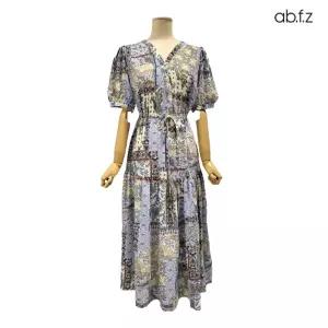 [롯데백화점]abfz 보헤미안 패턴 V넥 롱 원피스 APZ3HO34H