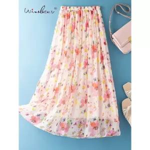 밴딩 실크 스커트 여성 꽃무늬 플라워 비치 바캉스 여름