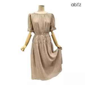 [롯데백화점]abfz 체크 패턴 포인트 라운드넥 롱 원피스 APZ3HO10I