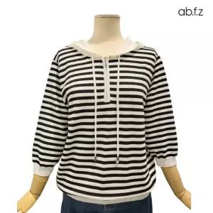 [롯데백화점]abfz 스트라이프 패턴 후드 7부 니트 APZ3NW32H