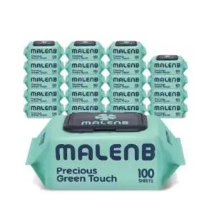 마렌비 그린 물티슈 100매 20팩 고평량 엠보싱 캡형 아기물티슈