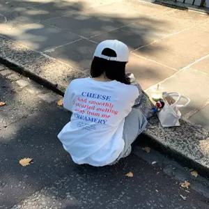 치즈무스 루즈핏 라운드 긴팔 티셔츠 (one color)