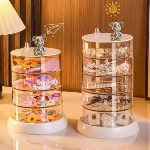 모던 파츠통 비즈통 머리끈 보관함 원형 머리핀 투명 스탠다드 스타일 2단